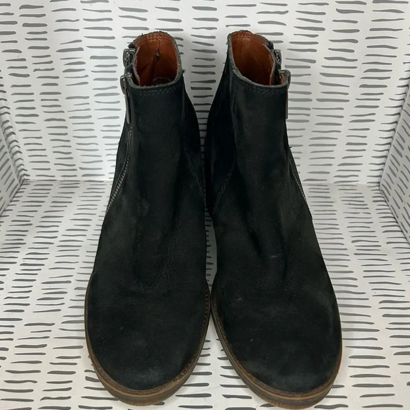Lucky Brand LK-Roquee Nubuck Leather Double Zipper Black Ankle‎ Boots size 9 - Picture 3 of 9